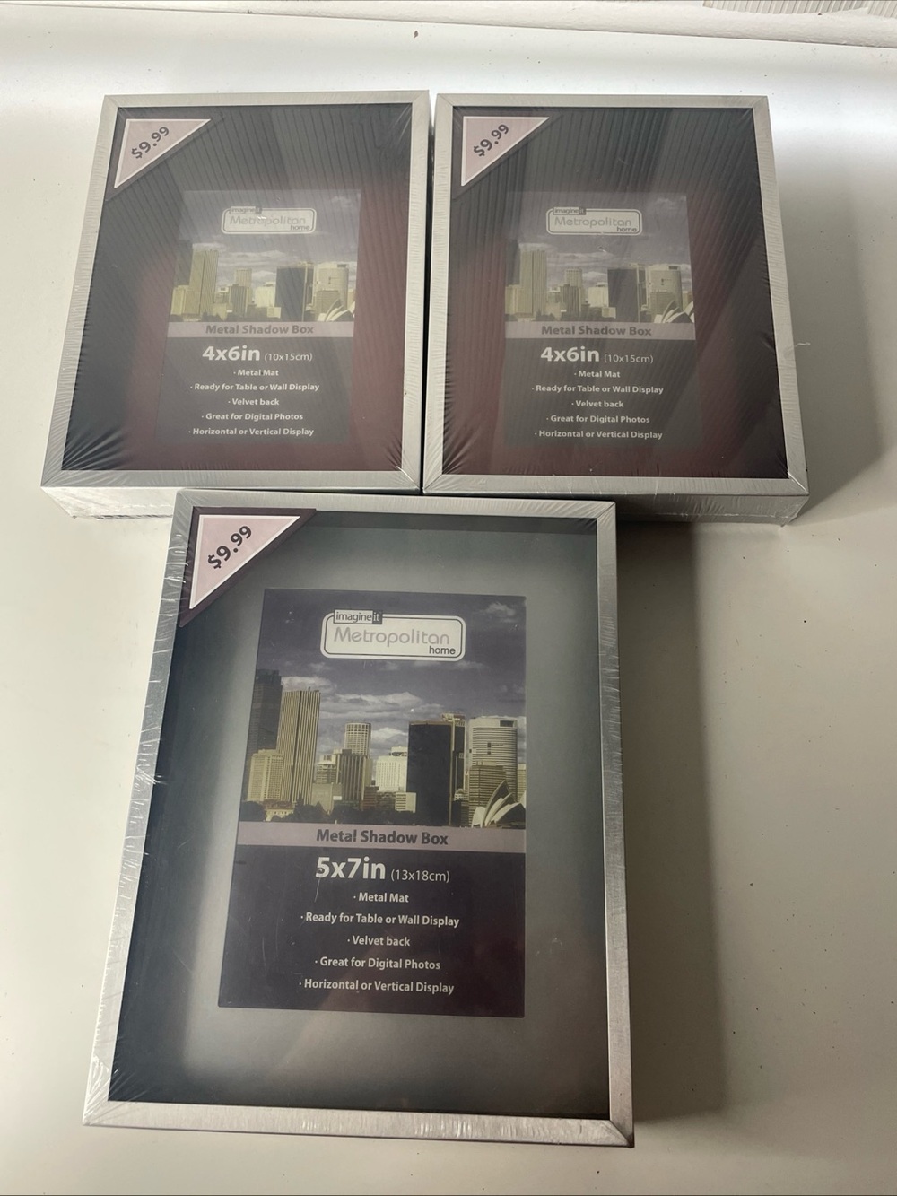 Brand New Sealed ImagineIT 4x6in Metal Shadow Box Picture Frame Lot Of 3